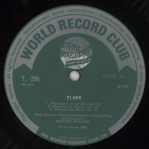 Edward Elgar George Weldon Conducts Elgar vinyl LP album (LP record) UK EFDLPGE538994