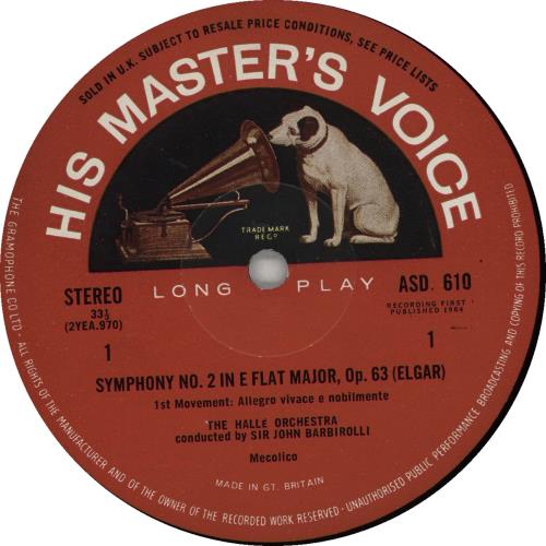 Edward Elgar Symphony No. 2 - Record 1 & 2 - S/C 2-LP vinyl record set (Double LP Album) UK EFD2LSY670497