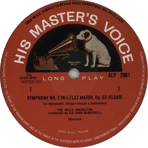 Edward Elgar Symphony No. 2 in E Flat vinyl LP album (LP record) UK EFDLPSY650084