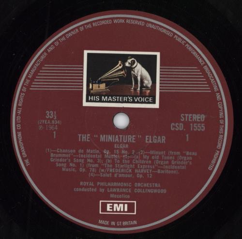 Edward Elgar 'The Miniature Elgar' - 2nd vinyl LP album (LP record) UK EFDLPTH789655