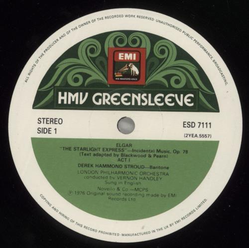 Edward Elgar The Starlight Express (Complete Incidental Music) 2-LP vinyl record set (Double LP Album) UK EFD2LTH879494