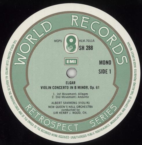 Edward Elgar Violin Concerto in B minor Op.61 vinyl LP album (LP record) UK EFDLPVI851164