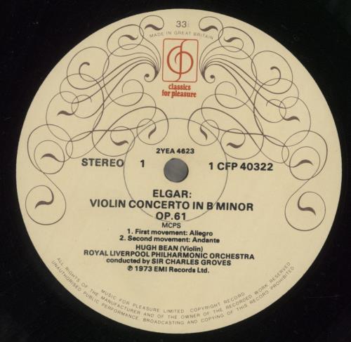 Edward Elgar Violin Concerto vinyl LP album (LP record) UK EFDLPVI630702