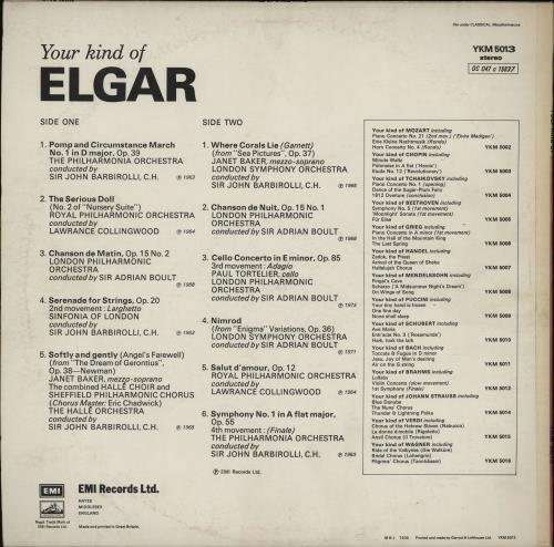 Edward Elgar Your Kind Of Elgar vinyl LP album (LP record) UK EFDLPYO762639