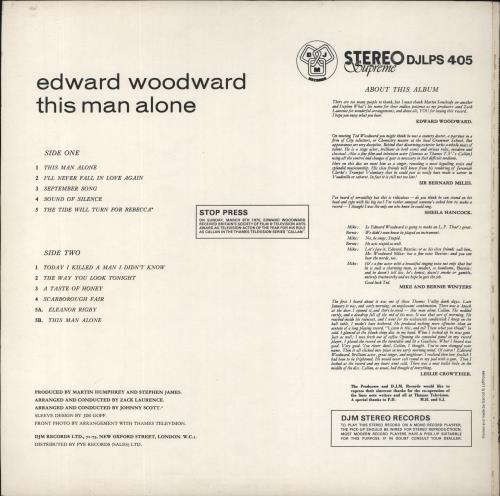 Edward Woodward This Man Alone - EX vinyl LP album (LP record) UK EWWLPTH858983