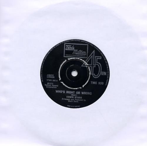 Edwin Starr Who's Right Or Wrong 7" vinyl single (7 inch record / 45) UK EDS07WH345863