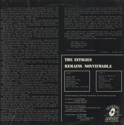 Effigies Remains Nonviewable vinyl LP album (LP record) US 8JFLPRE860105