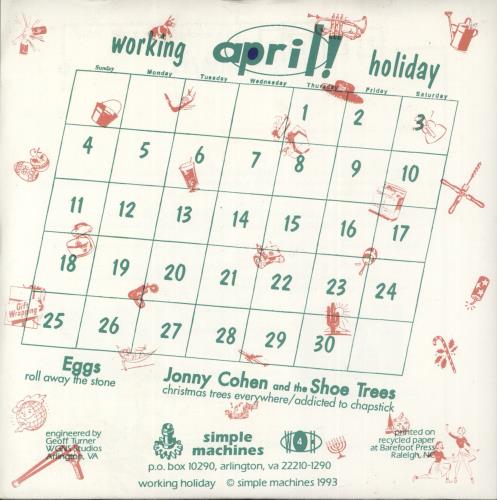 Eggs April - Working Holiday 7" vinyl single (7 inch record / 45) US H5L07AP655095