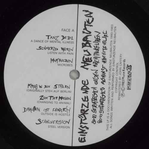 Einsturzende Neubauten 80-83 Strategies Against Architecture vinyl LP album (LP record) UK EINLPST88297