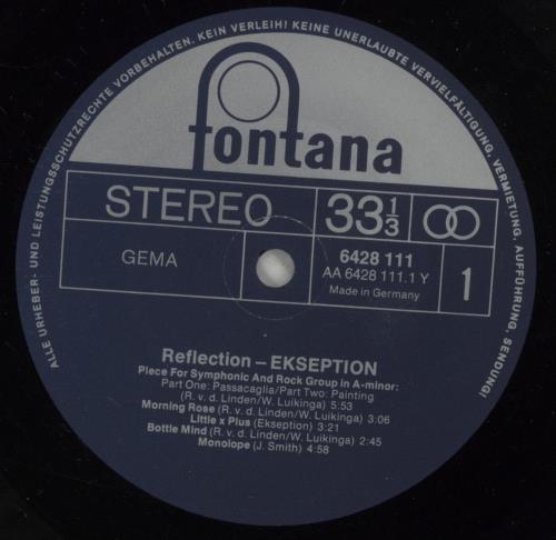 Ekseption Reflection vinyl LP album (LP record) German EKPLPRE883143
