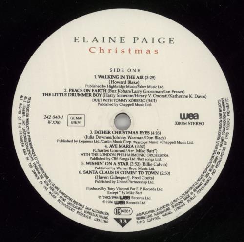 Elaine Paige Christmas vinyl LP album (LP record) UK EPGLPCH458407