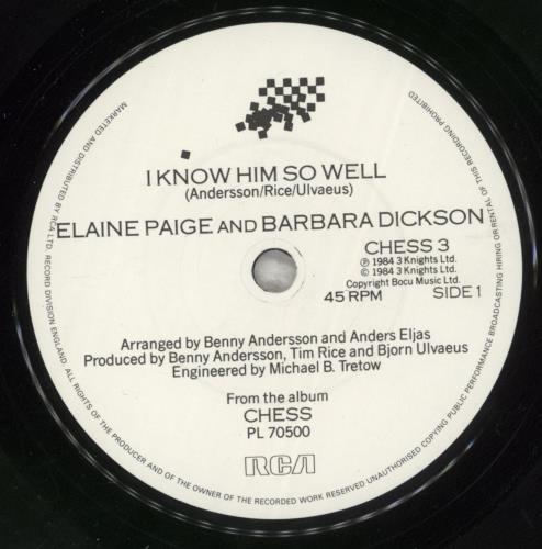 Elaine Paige I Know Him So Well 7" vinyl single (7 inch record / 45) UK EPG07IK304477
