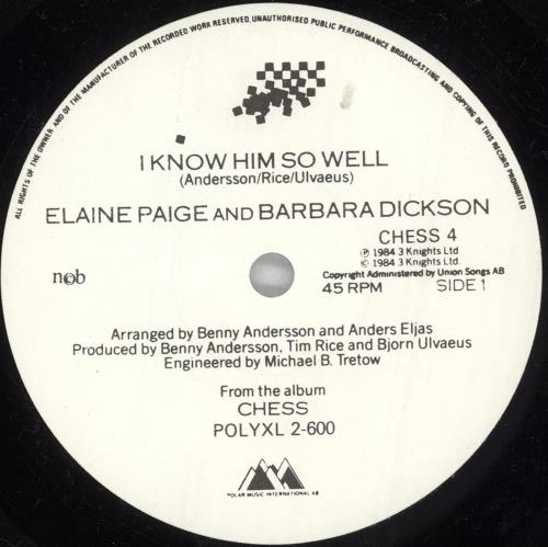 Elaine Paige I Know Him So Well 7" vinyl single (7 inch record / 45) Swedish EPG07IK745897