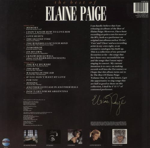 Elaine Paige The Best Of Elaine Paige - Memories vinyl LP album (LP record) UK EPGLPTH240814