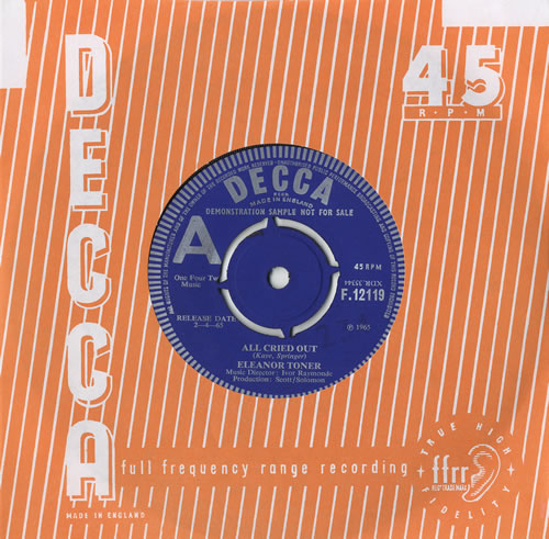 Eleanor Toner All Cried Out 7" vinyl single (7 inch record / 45) UK EOT07AL468940
