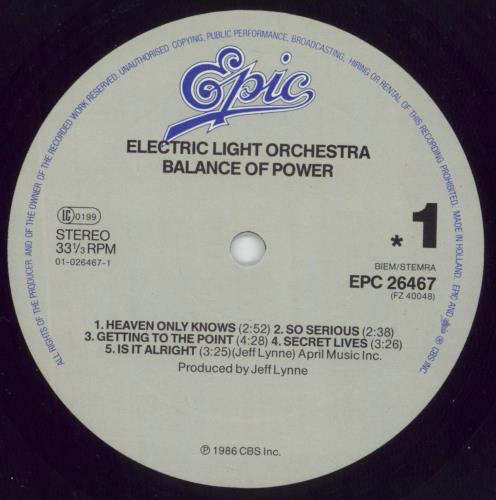 Electric Light Orchestra Balance Of Power - Stickered Sleeve vinyl LP album (LP record) UK ELOLPBA615952
