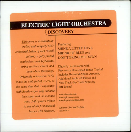 Electric Light Orchestra Discovery CD album (CDLP) US ELOCDDI192416