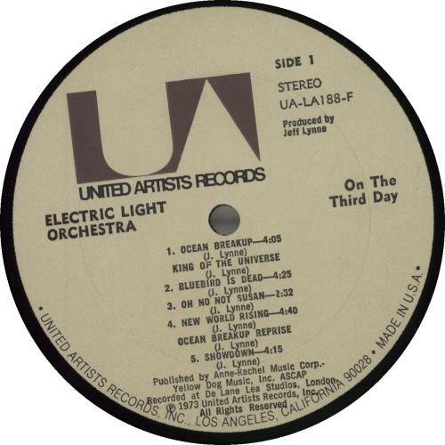 Electric Light Orchestra On The Third Day vinyl LP album (LP record) US ELOLPON685832
