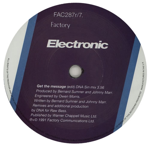 Electronic Get The Message 7" vinyl single (7 inch record / 45) UK ELE07GE14729