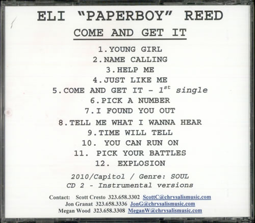 Eli Paperboy Reed Come And Get It + Instrumentals 2 CD album set (Double CD) US ENJ2CCO522734
