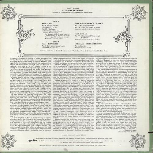Elisabeth Rethberg Scenes And Arias vinyl LP album (LP record) US 8N1LPSC857779
