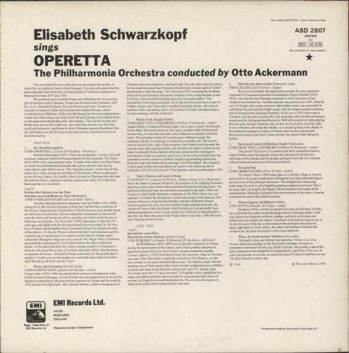 Elisabeth Schwarzkopf Sings Operetta vinyl LP album (LP record) UK EOMLPSI533263