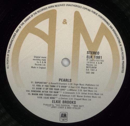Elkie Brooks Pearls - Stickered & Laminated Sleeve vinyl LP album (LP record) UK EKBLPPE874406