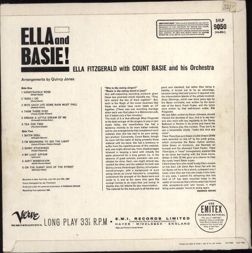 Ella Fitzgerald & Count Basie Ella And Basie! vinyl LP album (LP record) UK EQOLPEL778883