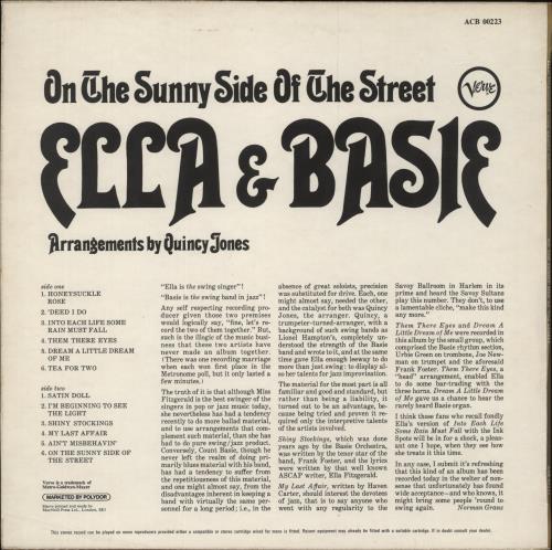 Ella Fitzgerald & Count Basie On The Sunny Side Of The Street vinyl LP album (LP record) UK EQOLPON384839
