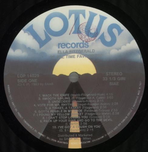 Ella Fitzgerald 20 All Time Favourites vinyl LP album (LP record) Italian EFZLPAL857143