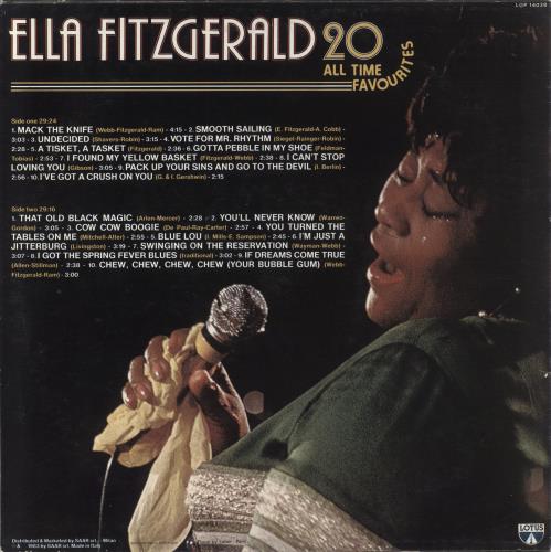 Ella Fitzgerald 20 All Time Favourites vinyl LP album (LP record) Italian EFZLPAL857143