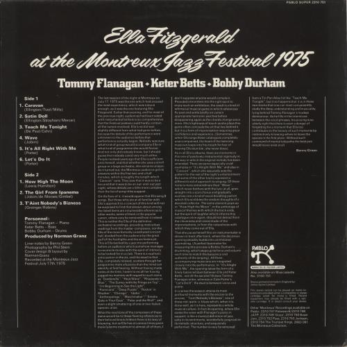 Ella Fitzgerald At The Montreux Jazz Festival, 1975 vinyl LP album (LP record) UK EFZLPAT363258