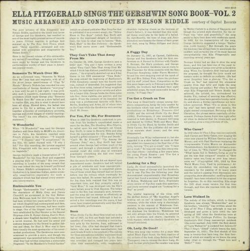 Ella Fitzgerald Ella Fitzgerald Sings The Gershwin Song Book Vol. 2 vinyl LP album (LP record) US EFZLPEL799112