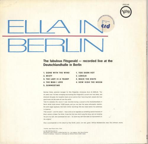 Ella Fitzgerald Ella In Berlin vinyl LP album (LP record) German EFZLPEL723739