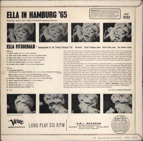 Ella Fitzgerald Ella In Hamburg '65 vinyl LP album (LP record) UK EFZLPEL776747