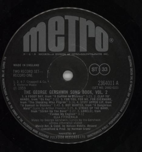 Ella Fitzgerald Ella Sings Gershwin Vol. II 2-LP vinyl record set (Double LP Album) UK EFZ2LEL744825