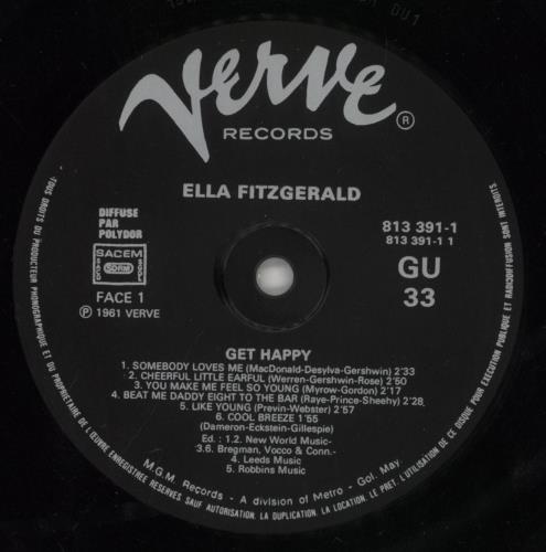 Ella Fitzgerald Get Happy! vinyl LP album (LP record) French EFZLPGE697884