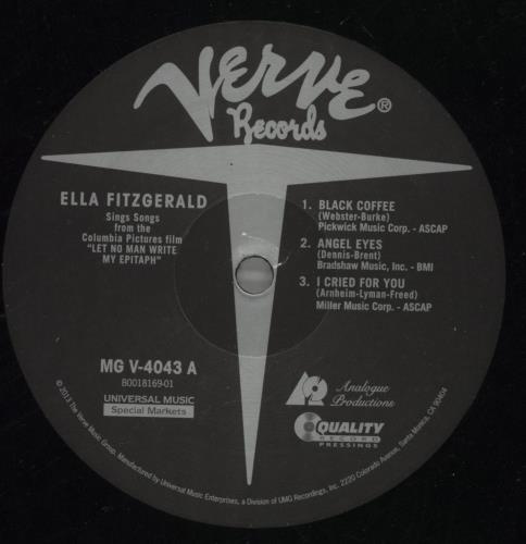 Ella Fitzgerald Let No Man Write My Epitaph - 200gm Vinyl 2-LP vinyl record set (Double LP Album) US EFZ2LLE868677