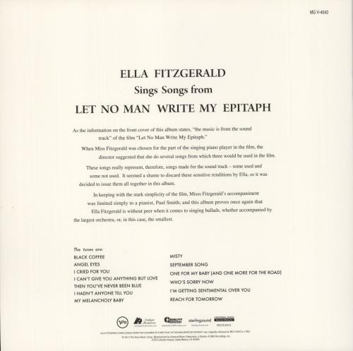 Ella Fitzgerald Let No Man Write My Epitaph - 200gm Vinyl 2-LP vinyl record set (Double LP Album) US EFZ2LLE868677