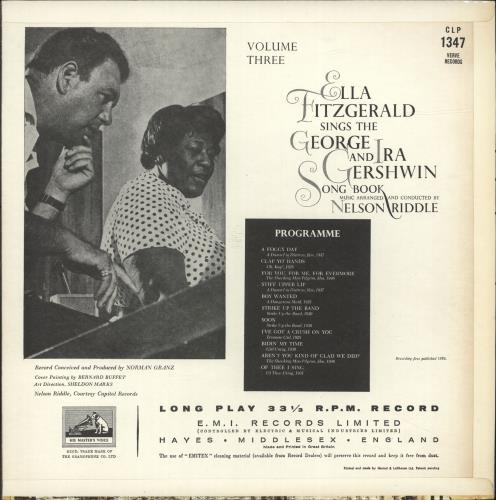 Ella Fitzgerald Sings Gershwin Vol. Three vinyl LP album (LP record) UK EFZLPSI696458