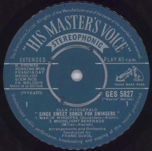 Ella Fitzgerald Sings Sweet Songs For Swingers 7" vinyl single (7 inch record / 45) UK EFZ07SI832906