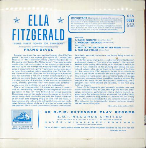 Ella Fitzgerald Sings Sweet Songs For Swingers 7" vinyl single (7 inch record / 45) UK EFZ07SI832906