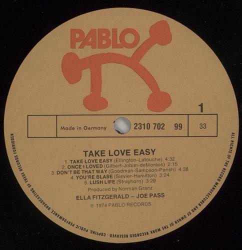 Ella Fitzgerald Take Love Easy vinyl LP album (LP record) German EFZLPTA363051