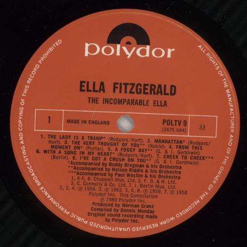 Ella Fitzgerald The Incomparable Ella vinyl LP album (LP record) UK EFZLPTH294679