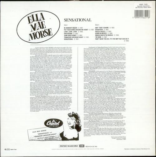 Ella Mae Morse Sensational vinyl LP album (LP record) French EO6LPSE517546