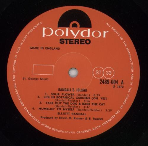 Elliott Randall Randall's Island vinyl LP album (LP record) UK ER3LPRA453762