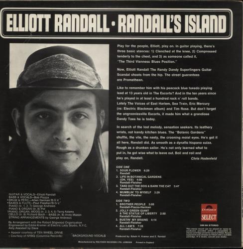 Elliott Randall Randall's Island vinyl LP album (LP record) UK ER3LPRA453762