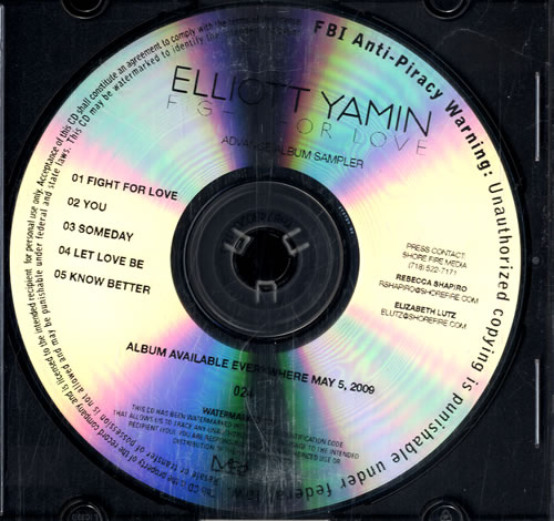 Elliott Yamin Fight For Love - Album Sampler CD-R acetate US ED4CRFI477759