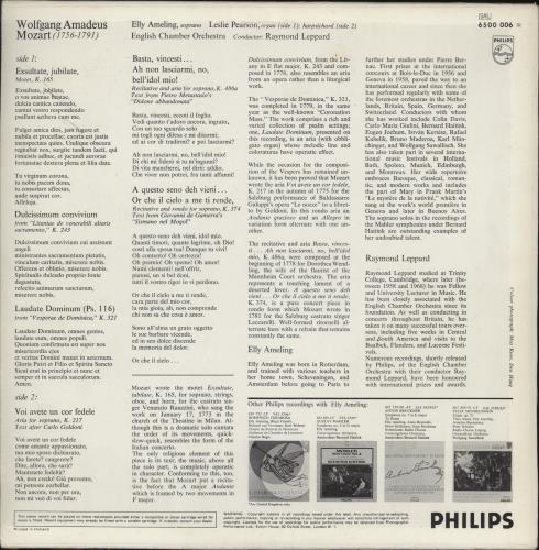 Elly Ameling Elly Ameling Sings Mozart vinyl LP album (LP record) Dutch 4PSLPEL787932