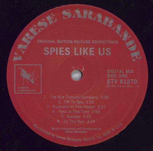 Elmer Bernstein Spies Like Us OST vinyl LP album (LP record) US ELMLPSP820676